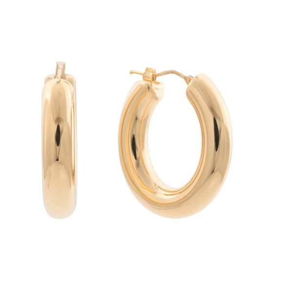 MILOR GOLD Yellow Gold Made In Italy 14k Gold Oval Hoop 1in Earrings